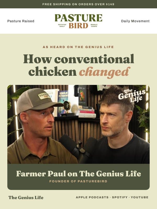 "99.9999% of chickens aren't truly pasture raised" email from Pasturebird