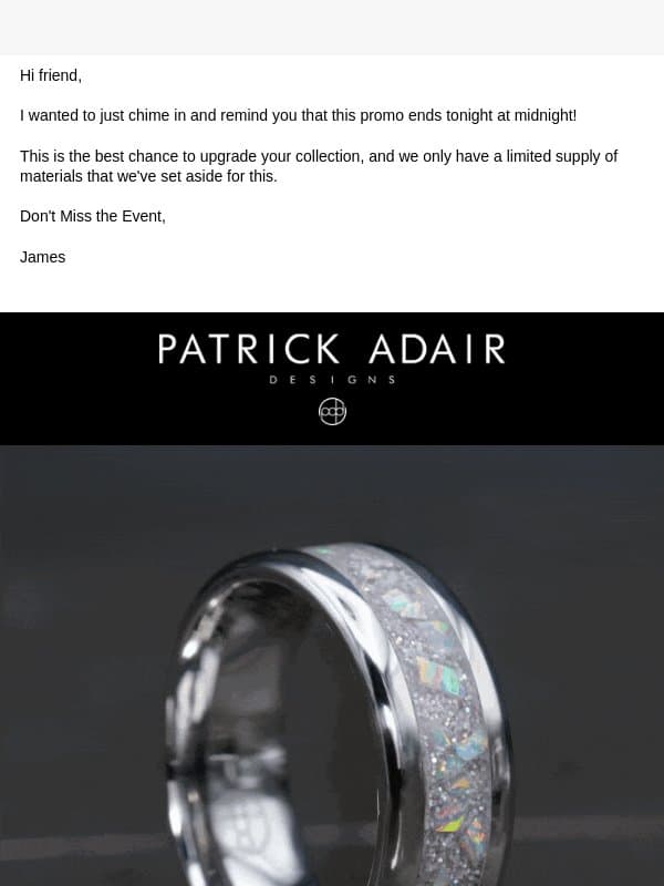 Mystery Ring $95 Flash Sale - ENDS TODAY email from Patrick Adair Designs