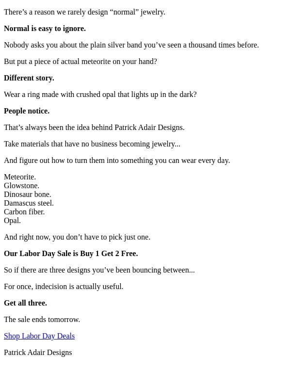 Say No to Normal email from Patrick Adair Designs