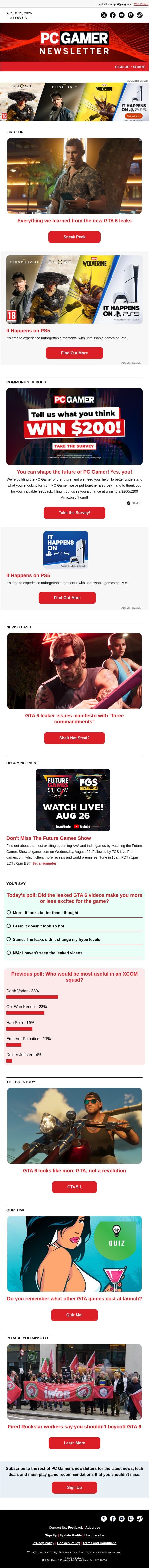GTA 6 leaks show a game that looks like more GTA, but not a revolution email from PC Gamer screenshot