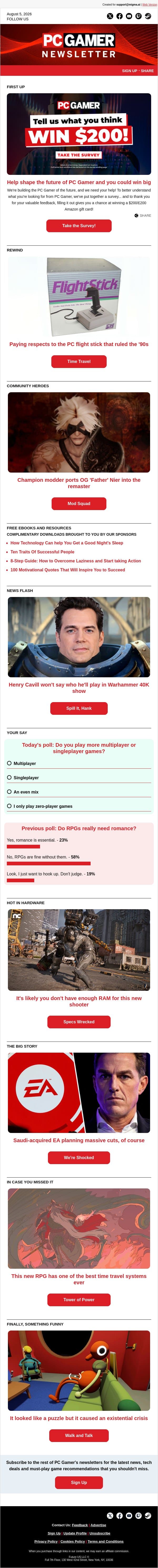 It's likely you don't have enough RAM to play this new third-person shooter email from PC Gamer screenshot