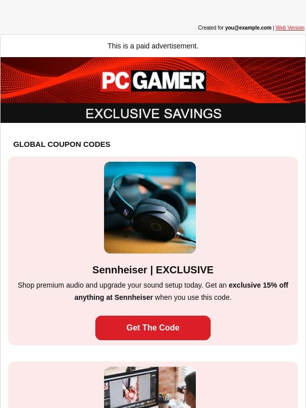 6 Top Coupon Codes For October email from PC Gamer