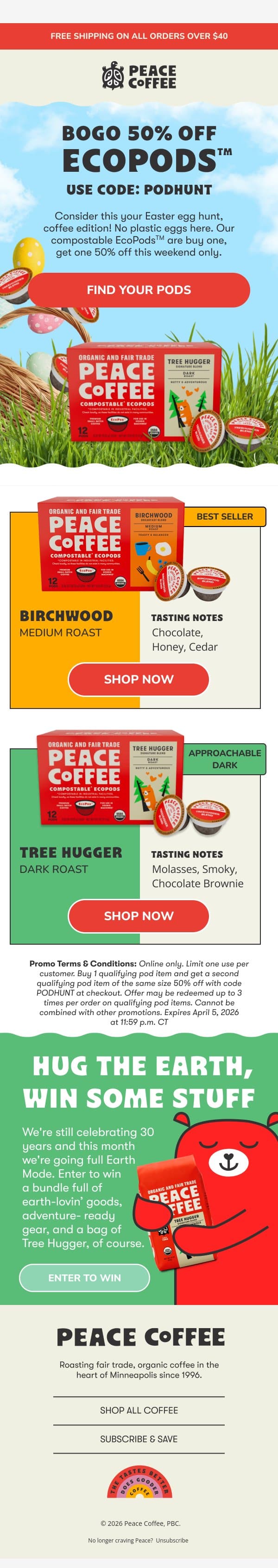 ๐ฑ๐๐ชบ Hop to it, EcoPods are on sale! email from Peace Coffee Decaf screenshot