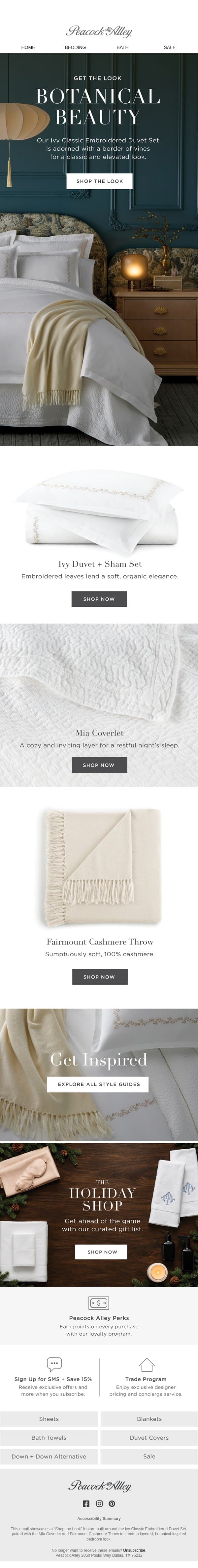 Shop the Look: Ivy email from Peacock Alley screenshot