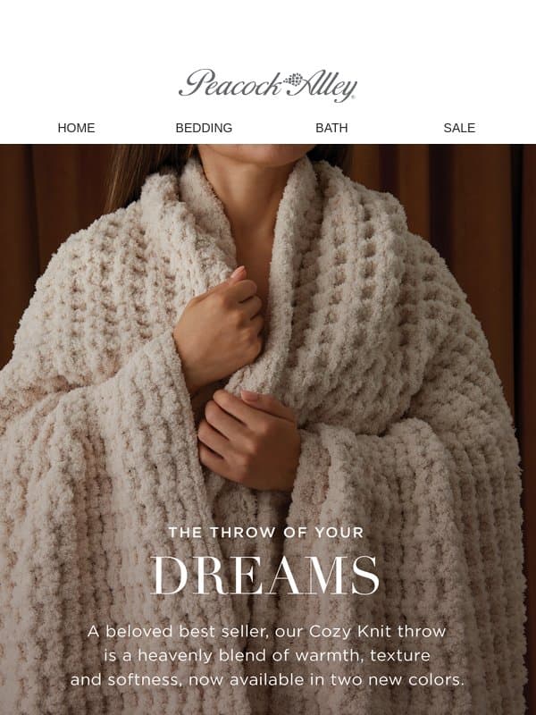 Cozy Season Has Arrived email from Peacock Alley