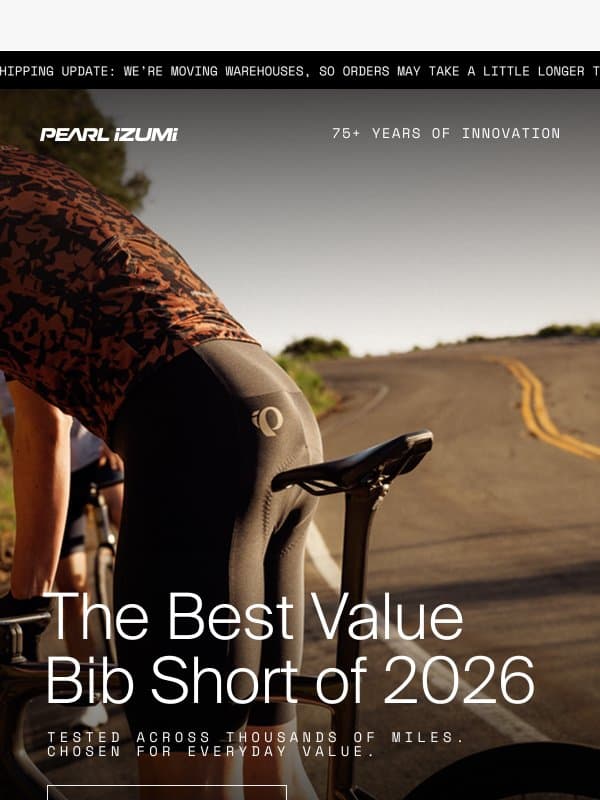 Bikerumor's Best Value Bib Short of 2026 email from Pearl Izumi