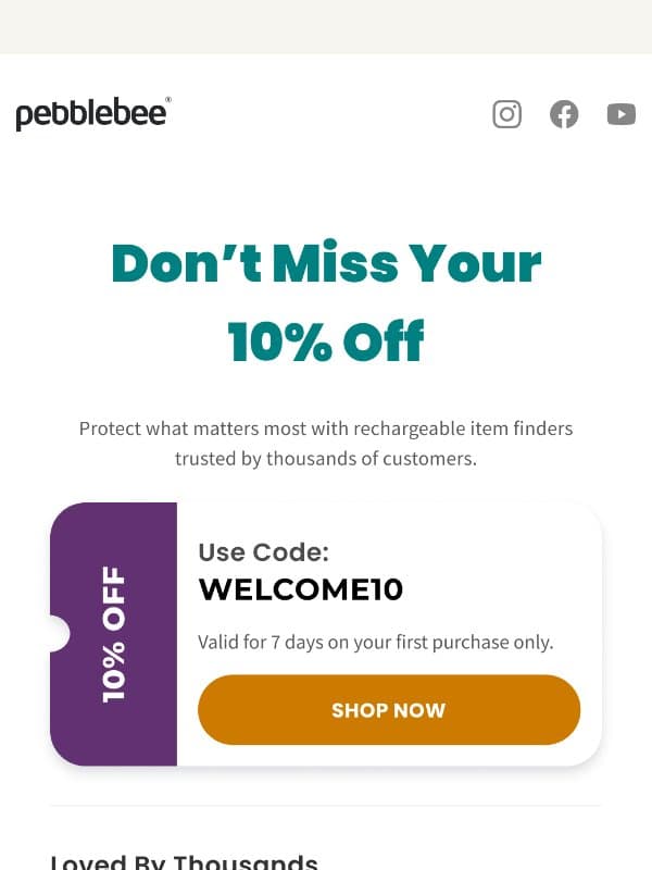 Still Thinking It Over? email from Pebblebee