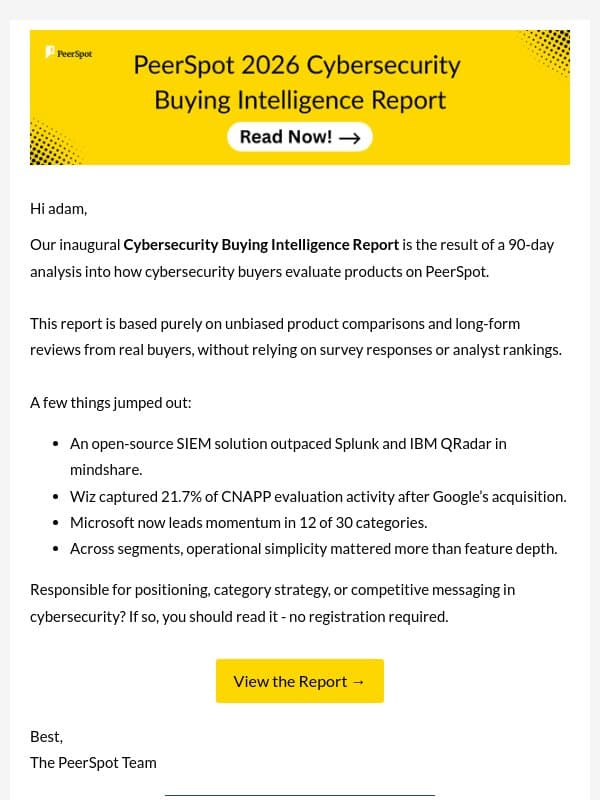 What we’re seeing in cybersecurity buying behavior email from PeerSpot