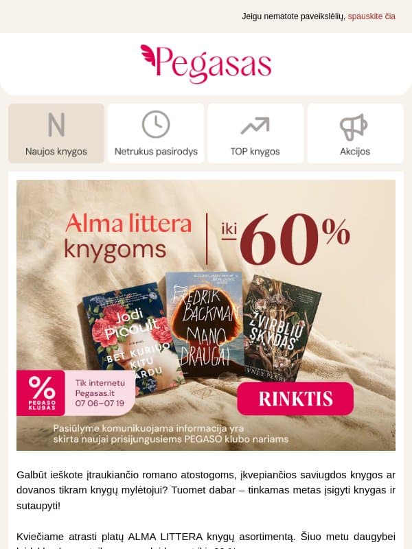 📖 Leidyklos ALMA LITTERA knygoms iki -60% email from Pegasas
