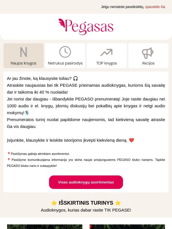 Leiskite istorijoms skambėti 🎧 email from Pegasas