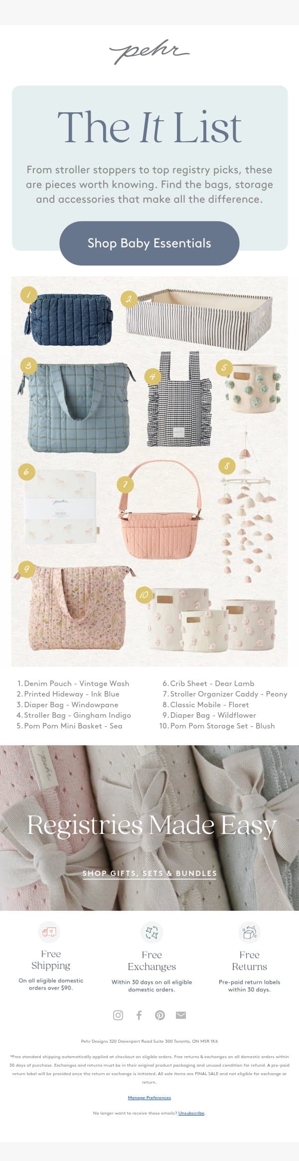 Currently Coveted: Baby Essentials email from Pehr screenshot