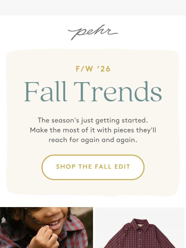2026 Fall Trends email from Pehr