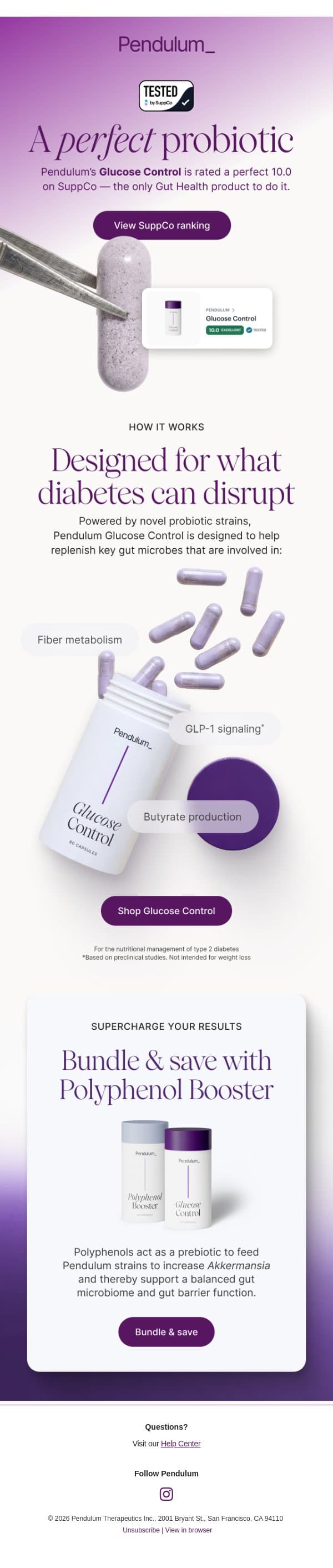A perfect probiotic 🏆 email from Pendulum Therapeutics screenshot