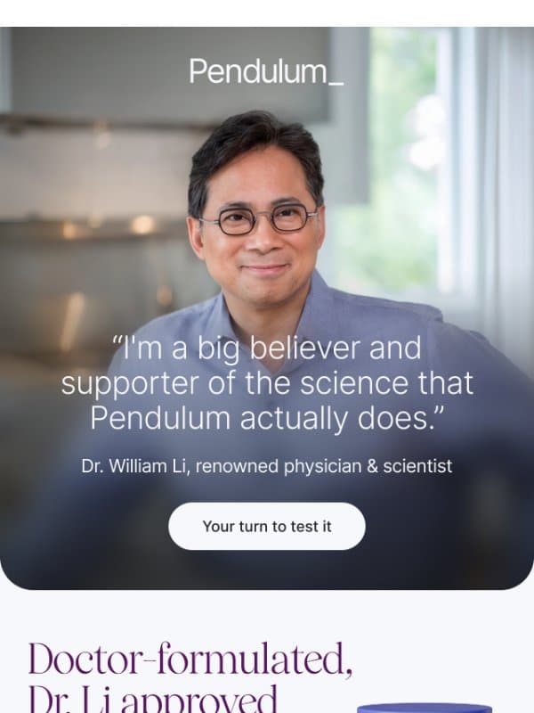 Why does Dr. Li trust Metabolic Daily? email from Pendulum Therapeutics