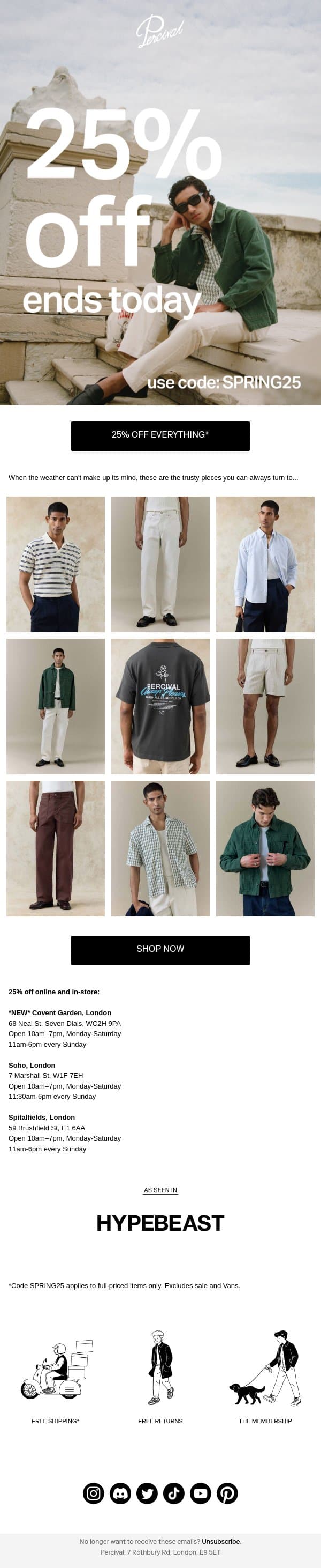 25% OFF ⚡⚡ Final 24 hours email from Percival screenshot