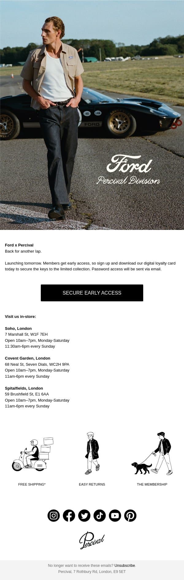 Coming soon: Ford x Percival email from Percival screenshot
