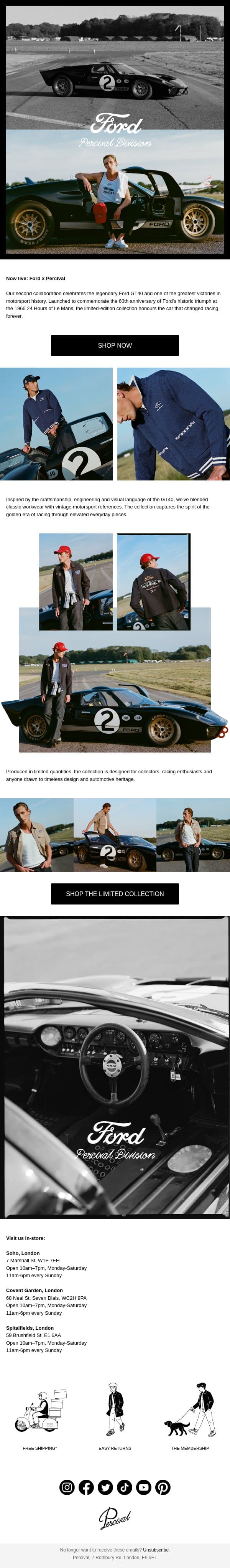 NOW LIVE: Ford x Percival email from Percival screenshot