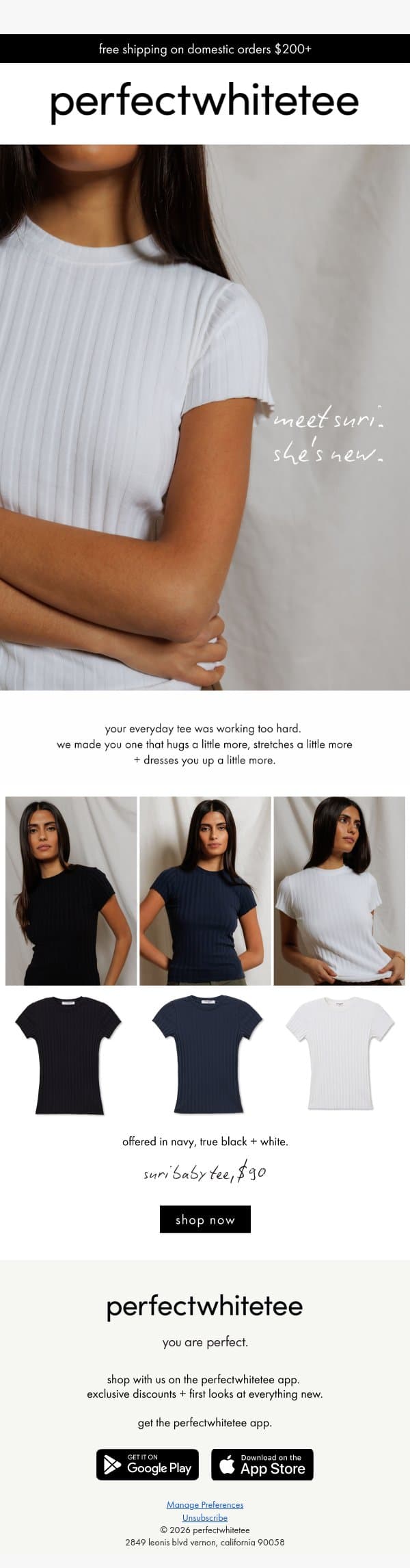 not a normal tee. email from perfectwhitetee screenshot