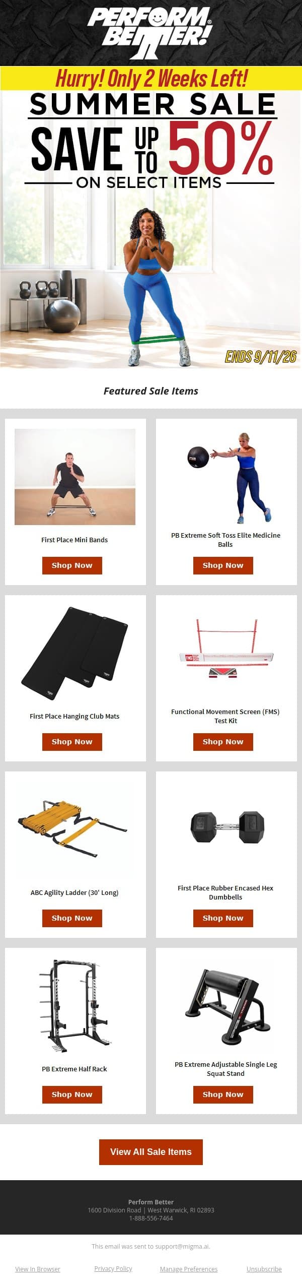 😲 Summer Sale -- Only 2 Weeks Left! email from Perform Better screenshot