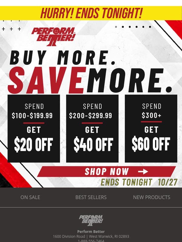 ⏳ Ends Tonight! Save up to $60 Off. email from Perform Better