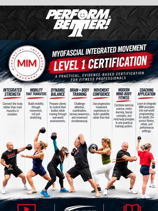 New Online Cert: Myofascial Integrated Movement email from Perform Better