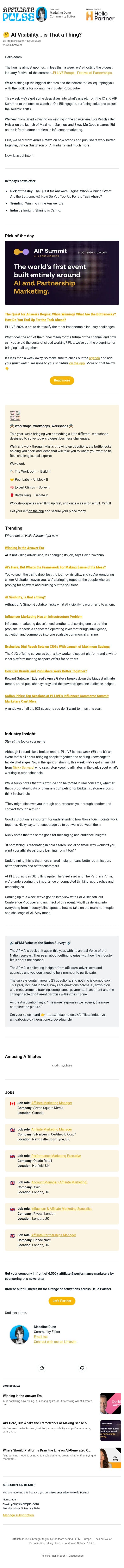 🤔 AI Visibility… is That a Thing? email from Performance Marketing Association screenshot