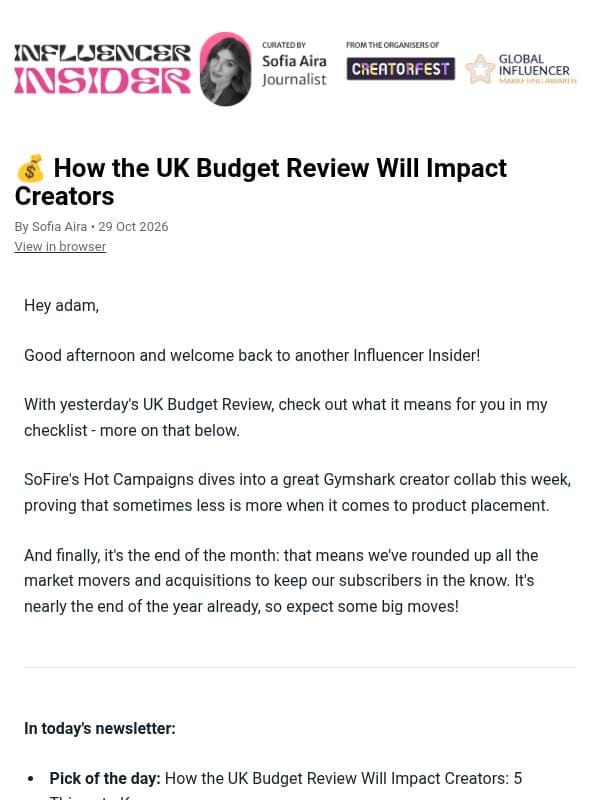 💰 How the UK Budget Review Will Impact Creators email from Performance Marketing Association