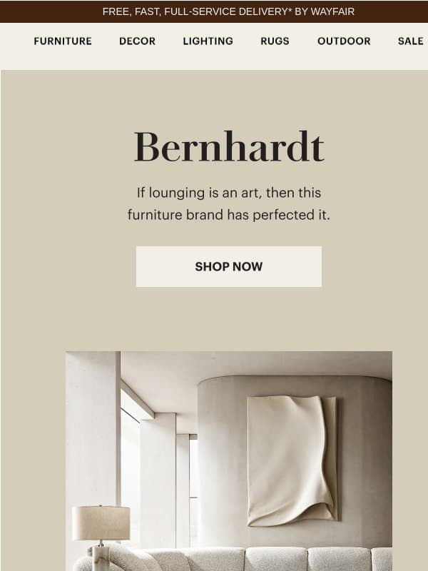Luxe your living room with Bernhardt. email from Perigold