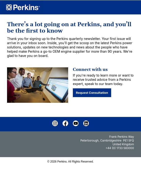 Welcome to Perkins! email from Perkins Restaurant & Bakery screenshot