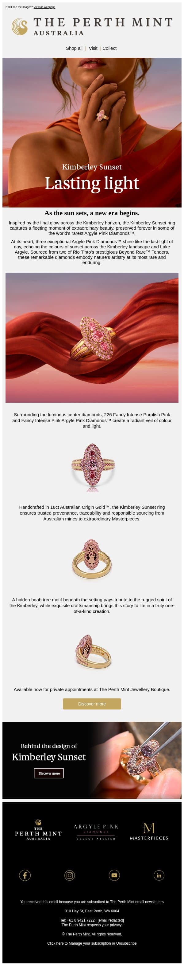 The Kimberley Sunset Ring email from Perth Mint screenshot