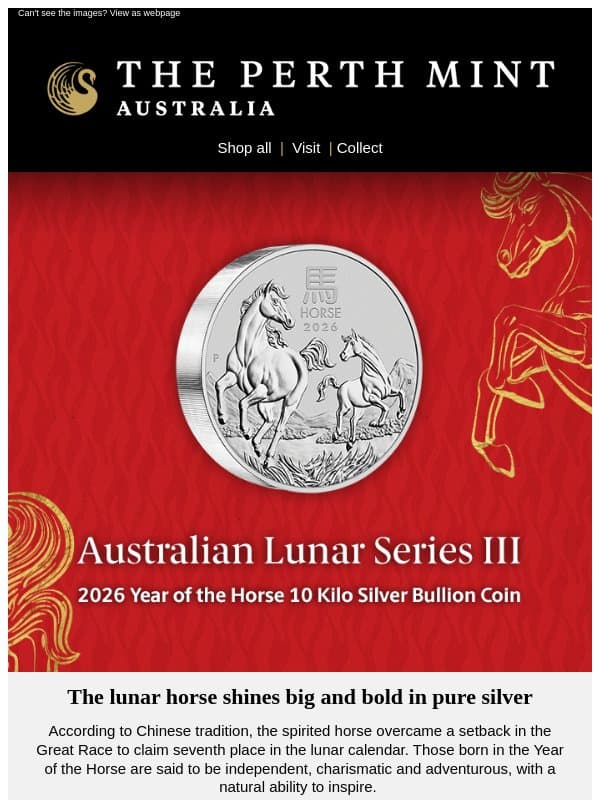 10kg coin befitting the majesty of the horse email from Perth Mint