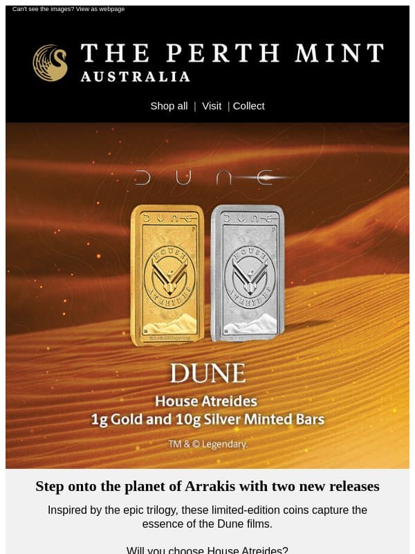Dune minted bars honour the noble house email from Perth Mint