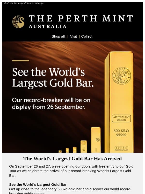 The Great Gold Reveal email from Perth Mint