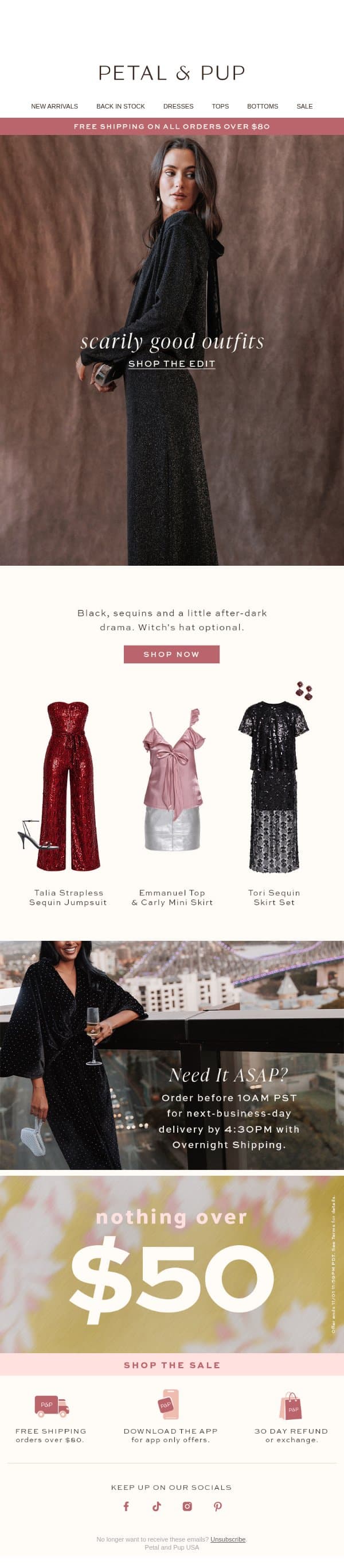 SCARILY GOOD OUTFITS 👻 email from Petal & Pup screenshot