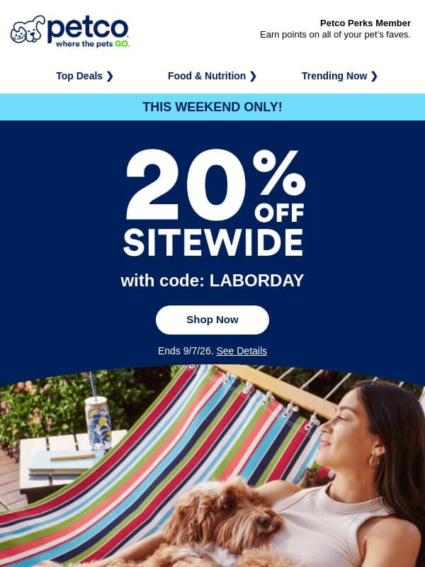 ✨Sun's out, sale's on: 20% OFF ✨ email from Petco