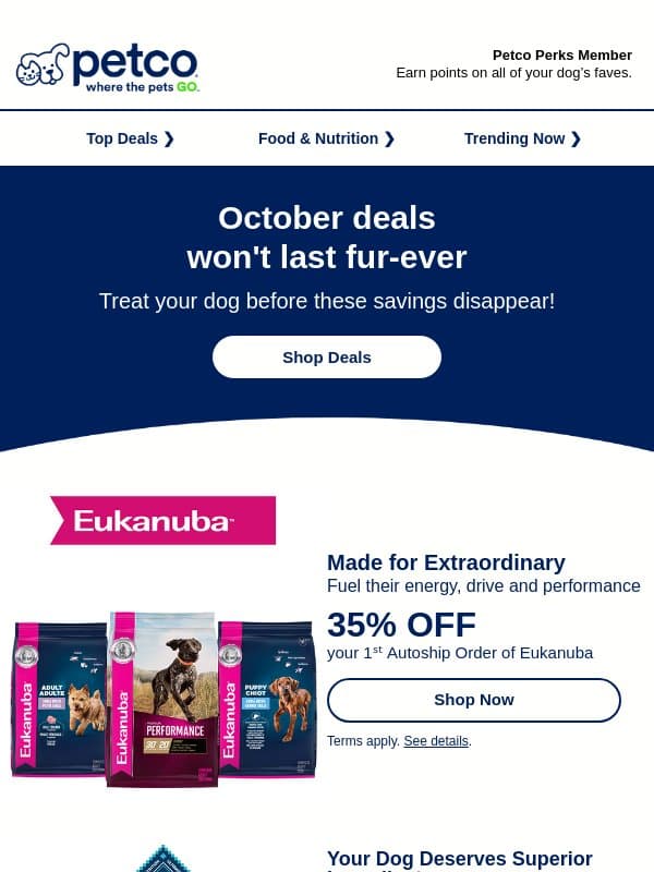 🍂 Fetch these deals before they fall away! email from Petco