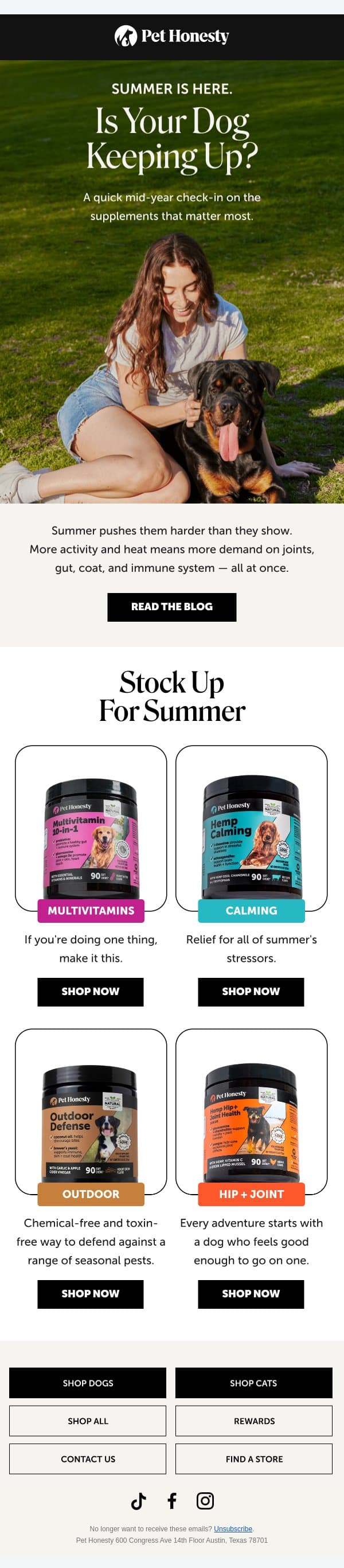 Is your dog summer-ready? ☀️ email from PetHonesty screenshot