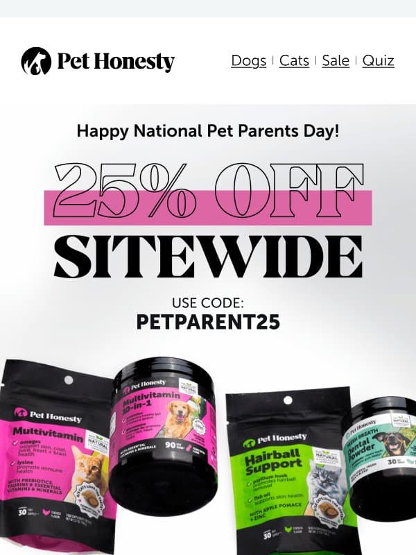 Flash Sale: 25% off sitewide ⚡ email from PetHonesty