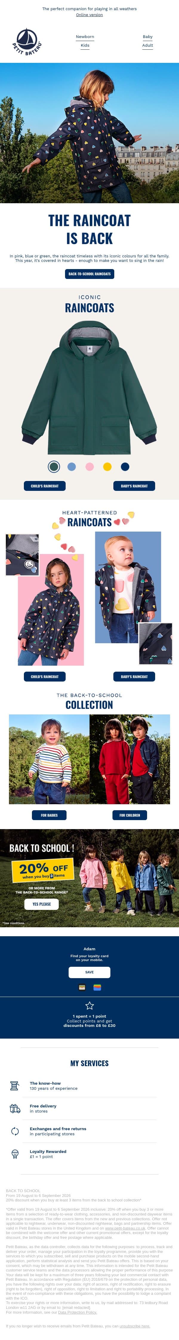 Our iconic piece has a new look for the new season email from Petit Bateau screenshot