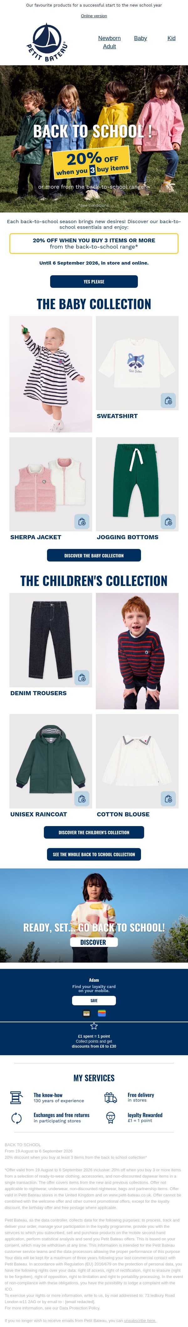 📚Back to School: treat yourself to the must-haves email from Petit Bateau screenshot