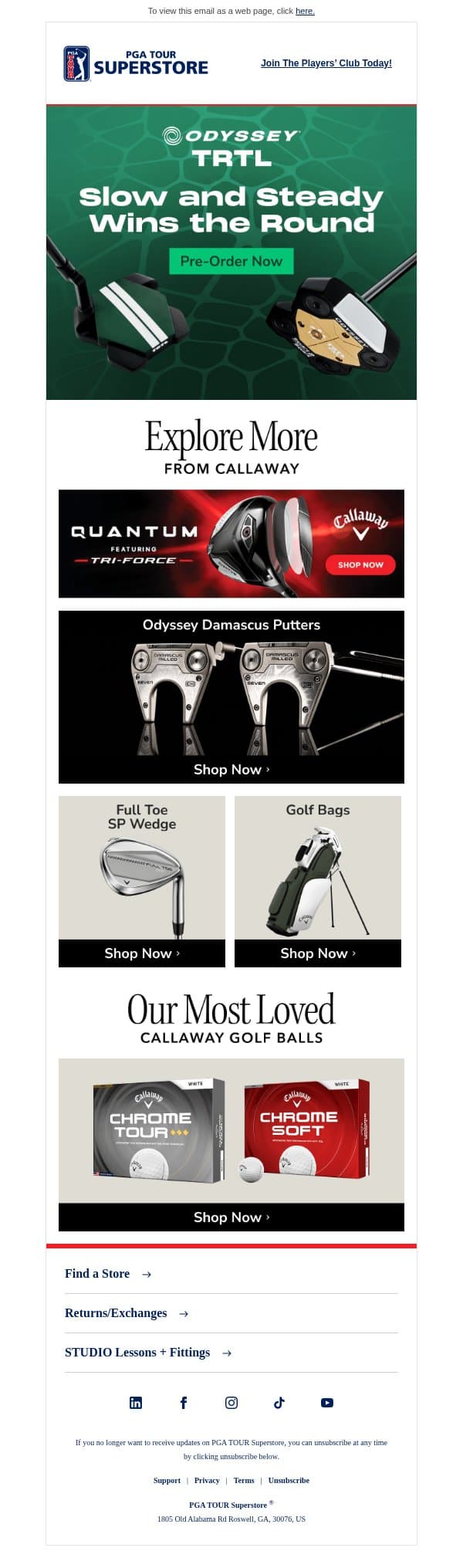 Fast Greens Meet Their Match 🐢 email from PGA TOUR Superstore screenshot