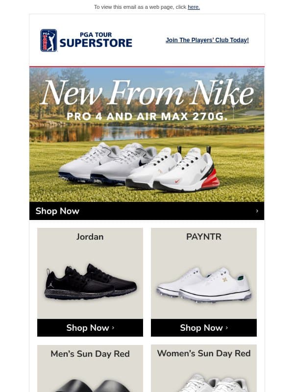 Nike Has Something New for Your Game email from PGA TOUR Superstore