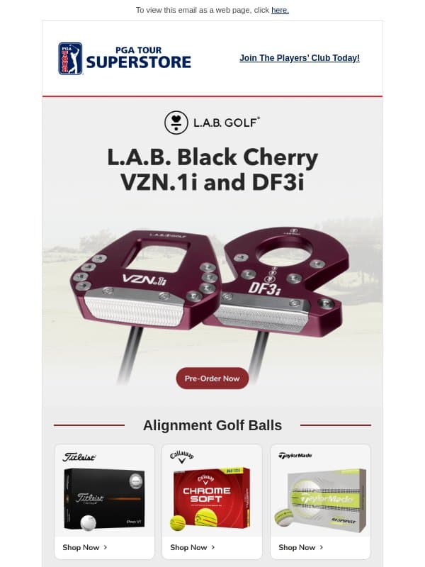Pre-Order L.A.B. Black Cherry Putters 🍒 email from PGA TOUR Superstore