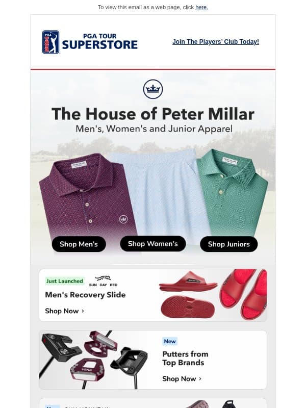 Dress the Part With Peter Millar email from PGA TOUR Superstore