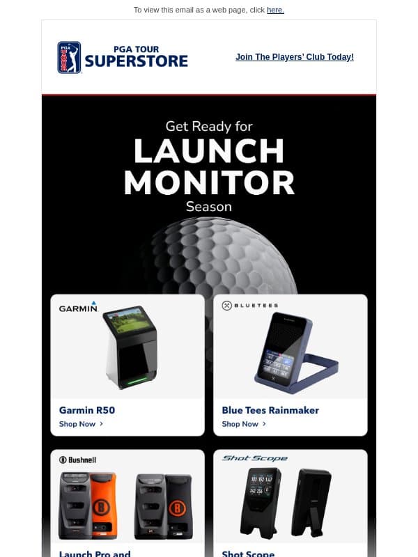 Real Swing Data, Right at Home ๐ฏ email from PGA TOUR Superstore