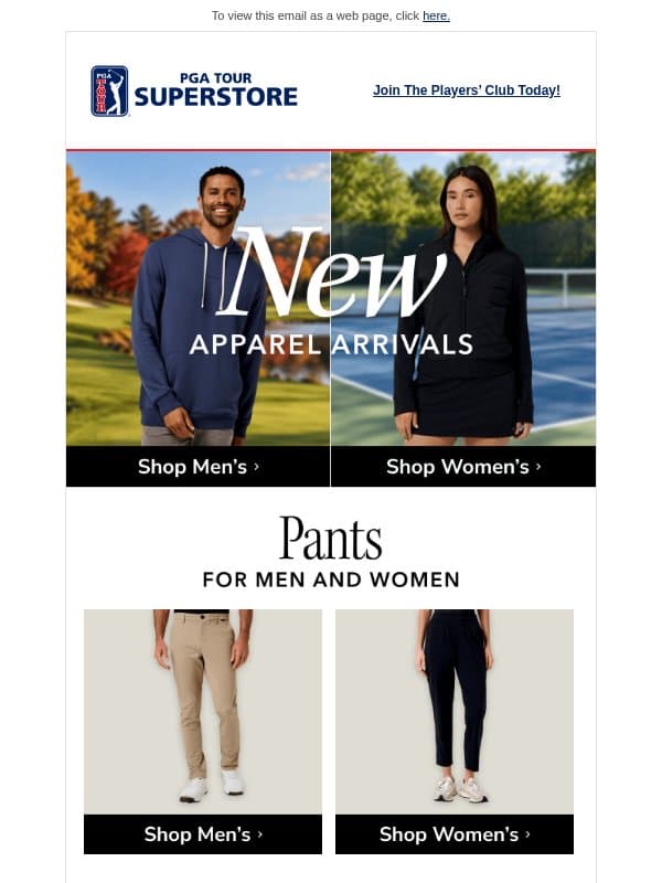 Fresh Fall Layers Just Arrived 🍂 email from PGA TOUR Superstore