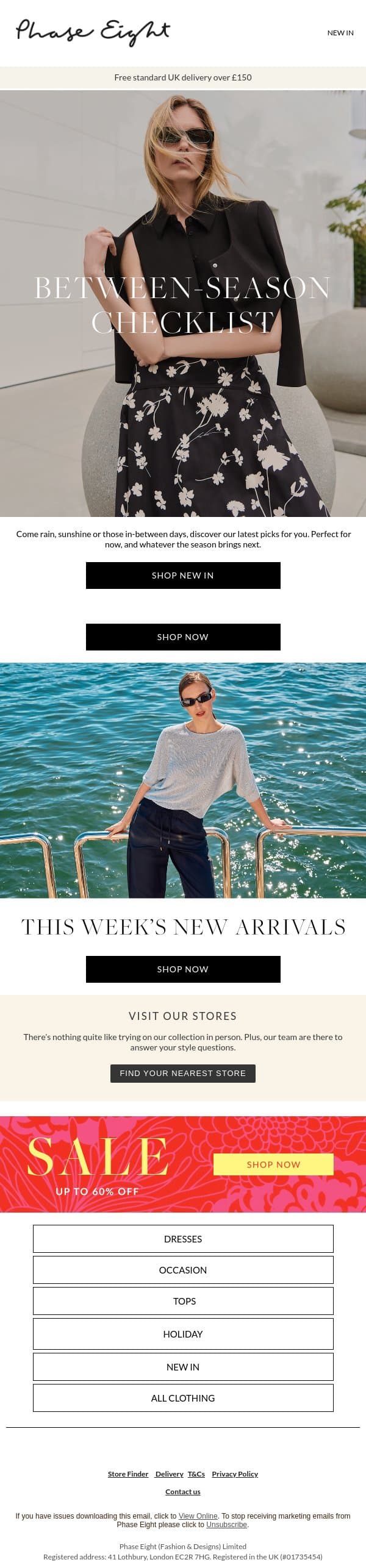 We've got newness just for you! email from Phase Eight screenshot