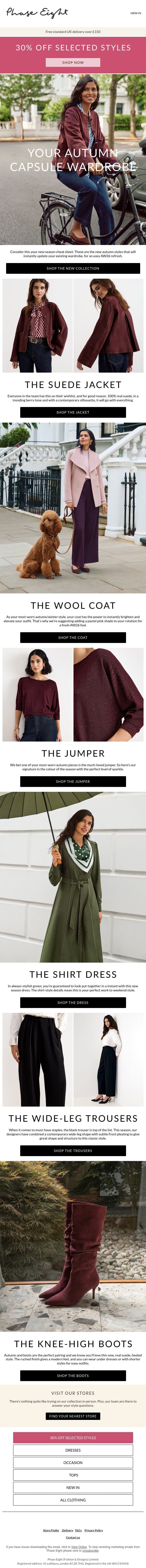 Your autumn style cheat sheet email from Phase Eight screenshot