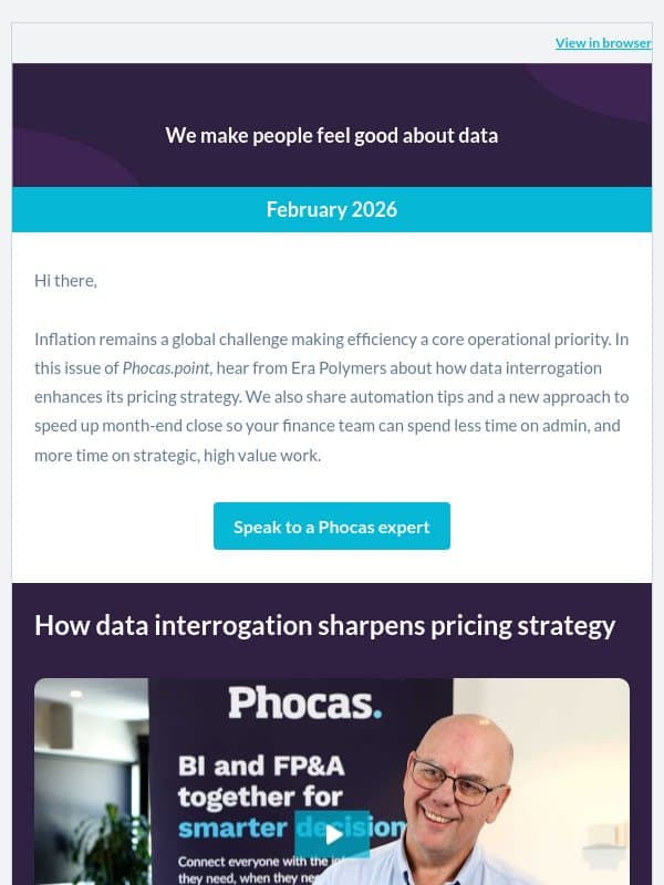 In this issue 👉: Pricing, month-end and automation email from Phocas Software