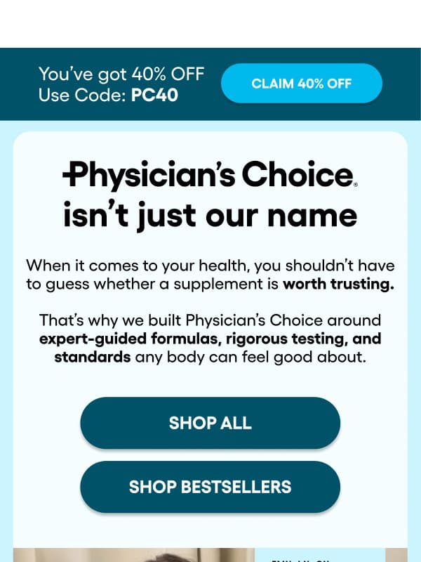 Trust your gut to the experts (literally) email from Physician's Choice